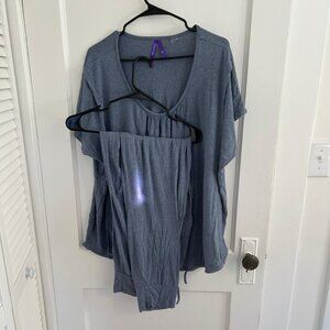 Seraphine Women's Ultra-Soft Black Maternity & Nursing Loungewear Set in Blue,